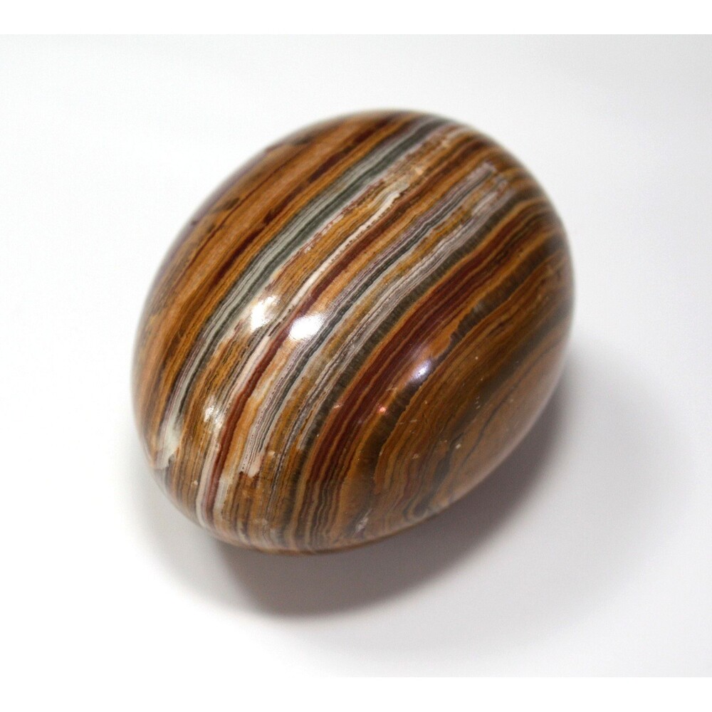 VTG Brown Beige Banded Jasper Polished Stone Decorative Display Egg Reiki #03